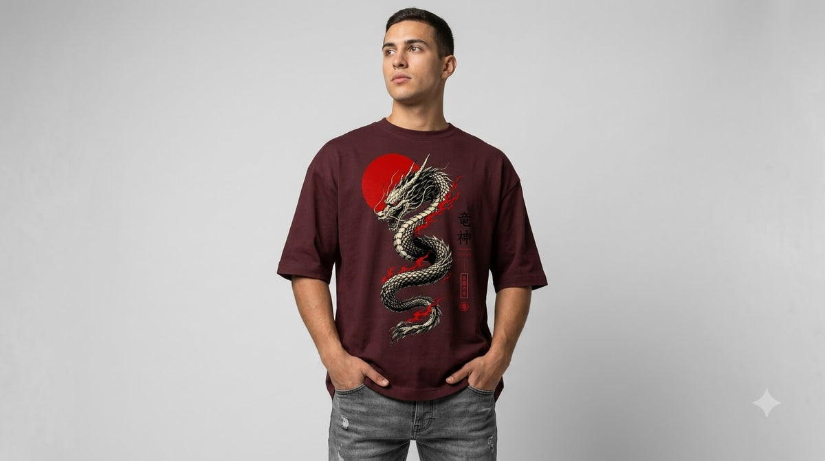 Dragon Graphic Heavyweight Streetwear Oversized Tee by AuraReiment