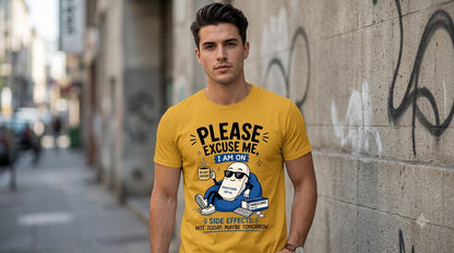 "Please Excuse Me" Paracetamol Graphic Unisex Oversized Tee by AuraReiment