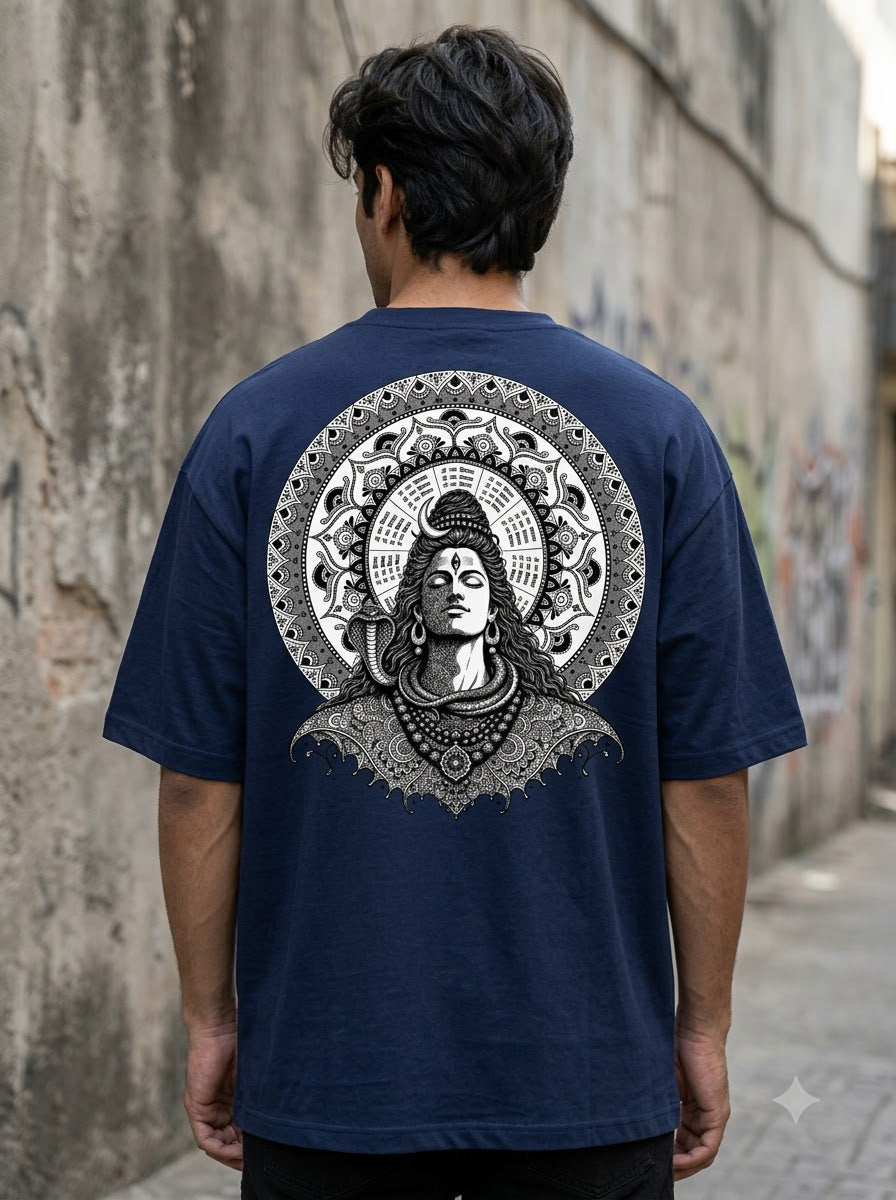 "Cosmic Balance" Shiv Graphic Oversized Tee by AuraReiment