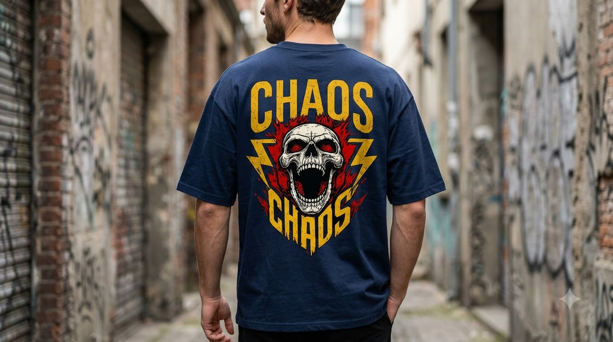Chaos Graphic Heavyweight Unisex Oversized Tee by AuraReiment