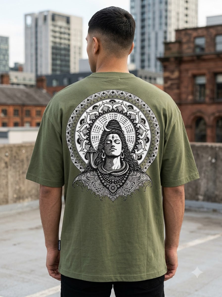 "Cosmic Balance" Shiv Graphic Oversized Tee by AuraReiment