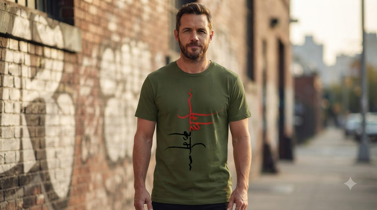 "Dharma" Sanskrit Calligraphy Graphic Tee by AuraReiment
