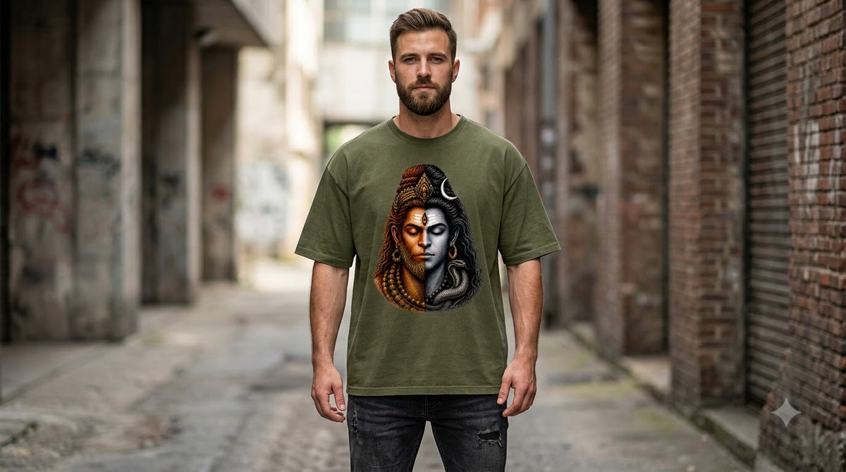 "Cosmic Balance" Shiva Graphic Oversize Tee by AuraReiment