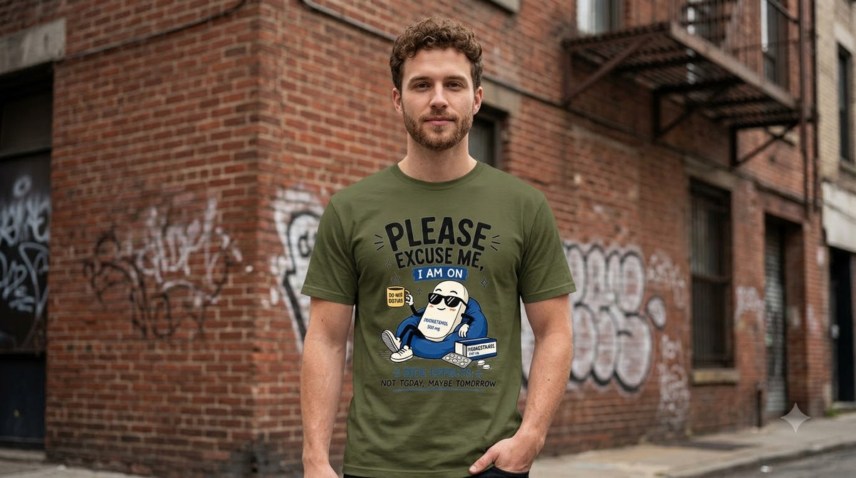 "Please Excuse Me" Paracetamol Graphic Unisex Oversized Tee by AuraReiment
