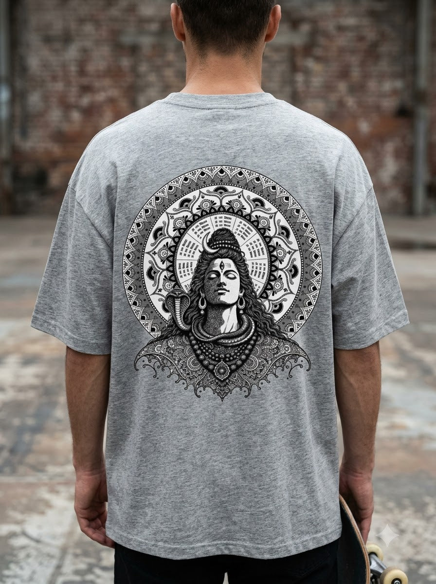 "Cosmic Balance" Shiv Graphic Oversized Tee by AuraReiment