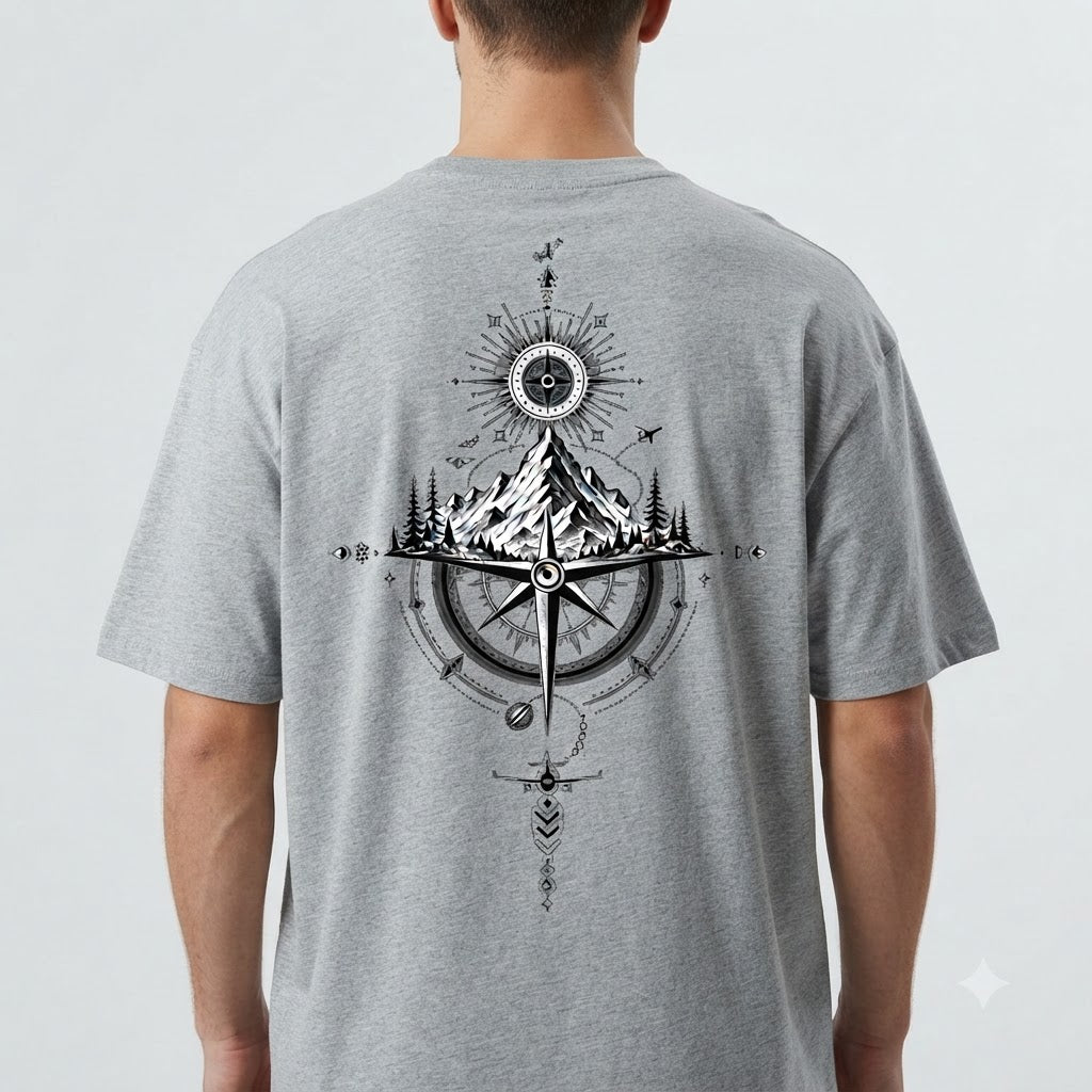 "True North" Explorer Oversized Graphic Tee by AuraReiment