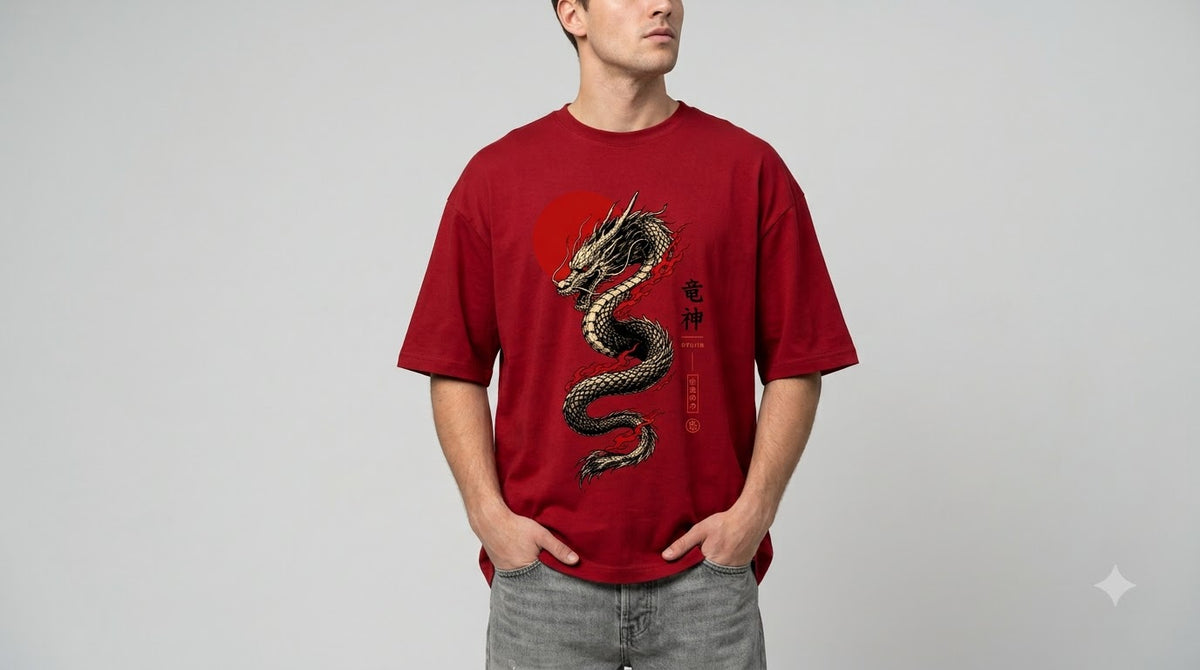 Dragon Graphic Heavyweight Streetwear Oversized Tee by AuraReiment