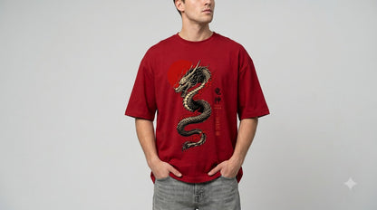 Dragon Graphic Heavyweight Streetwear Oversized Tee by AuraReiment