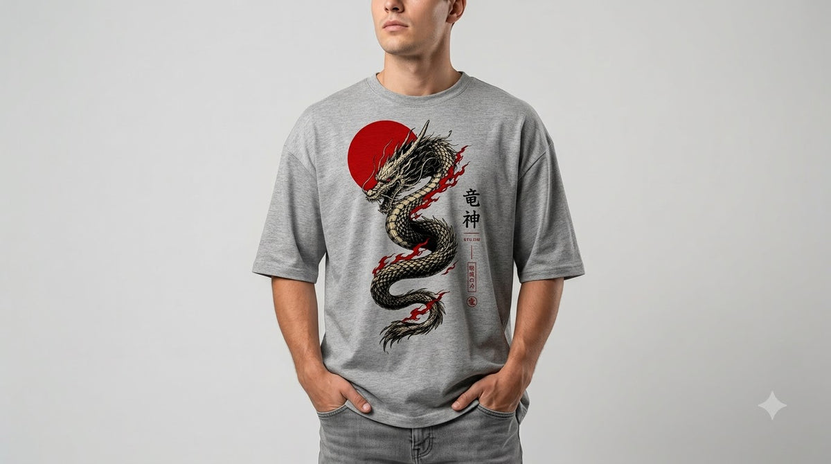 Dragon Graphic Heavyweight Streetwear Oversized Tee by AuraReiment