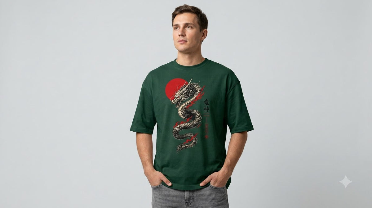 Dragon Graphic Heavyweight Streetwear Oversized Tee by AuraReiment
