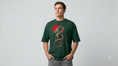 Dragon Graphic Heavyweight Streetwear Oversized Tee by AuraReiment