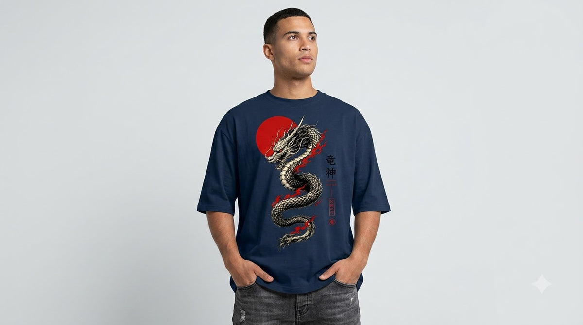 Dragon Graphic Heavyweight Streetwear Oversized Tee by AuraReiment