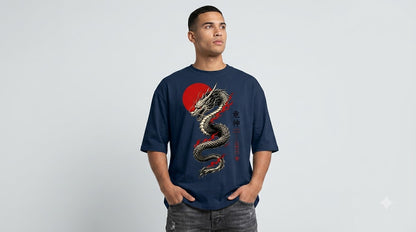 Dragon Graphic Heavyweight Streetwear Oversized Tee by AuraReiment