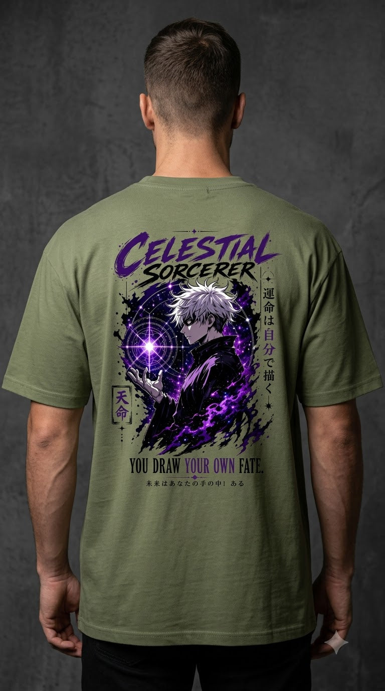Celestial Anime Graphic Heavyweight Oversized Tee by AuraReiment