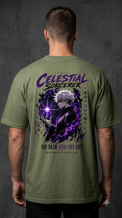 Celestial Anime Graphic Heavyweight Oversized Tee by AuraReiment