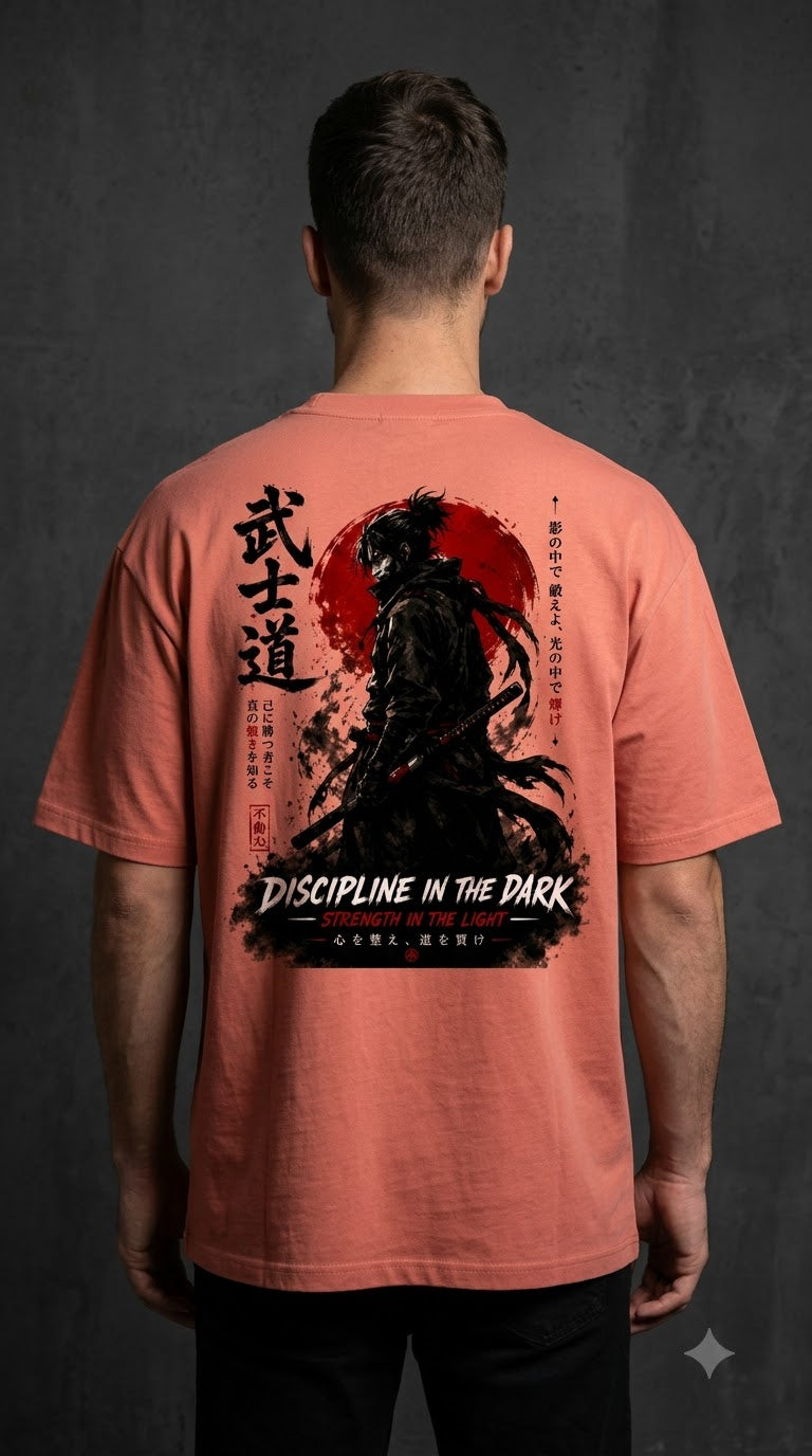 "Discipline in the Dark" Samurai Anime Oversized Tee
