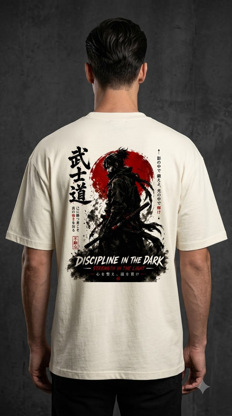 "Discipline in the Dark" Samurai Anime Oversized Tee