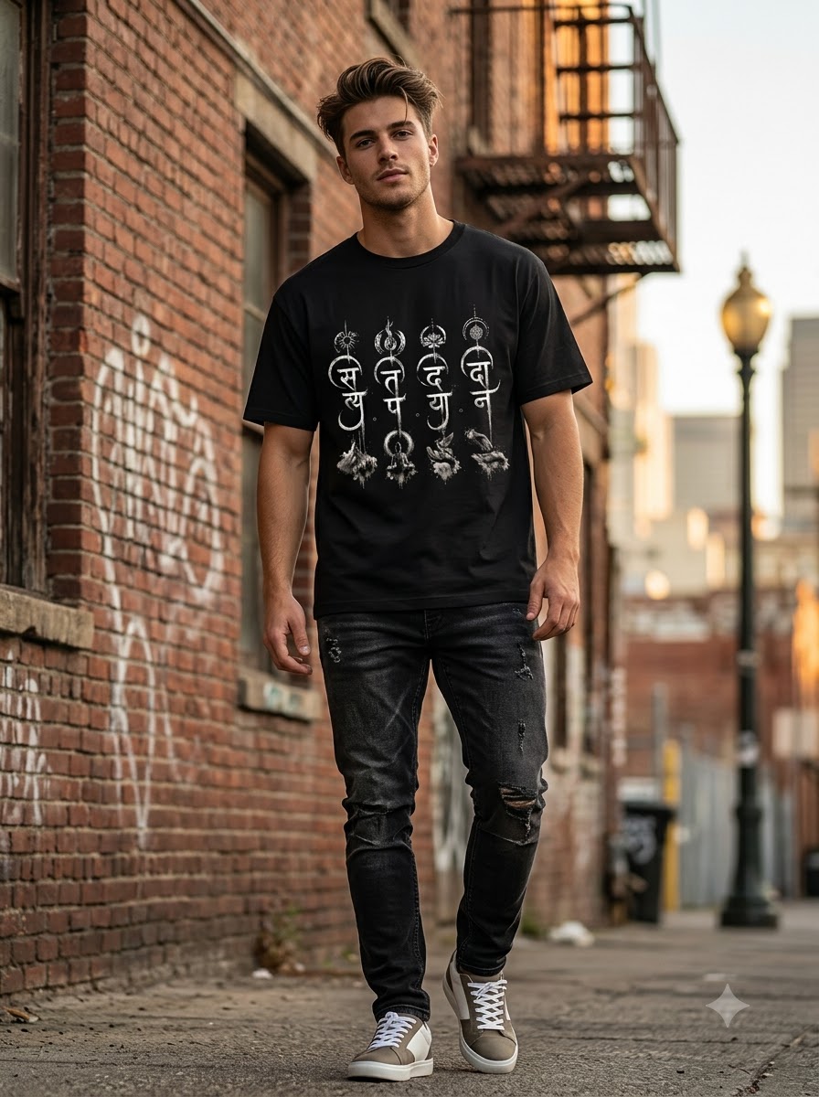 "Four Pillars of Dharma" Sanskrit Graphic Tee