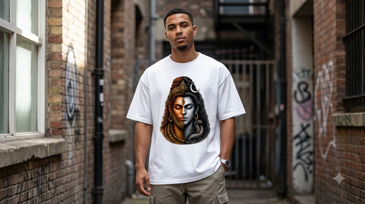 "Cosmic Balance" Shiva Graphic Oversize Tee by AuraReiment