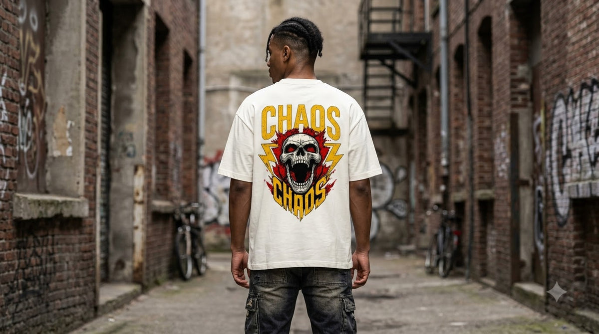 Chaos Graphic Heavyweight Unisex Oversized Tee by AuraReiment