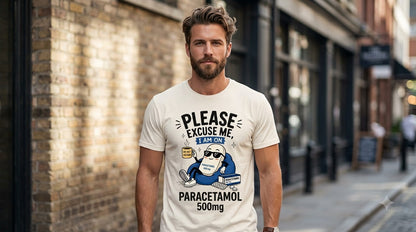"Please Excuse Me" Paracetamol Graphic Unisex Oversized Tee by AuraReiment