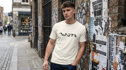 "Imagine" Slogan Graphic Unisex Everyday Cotton Tee by AuraReiment
