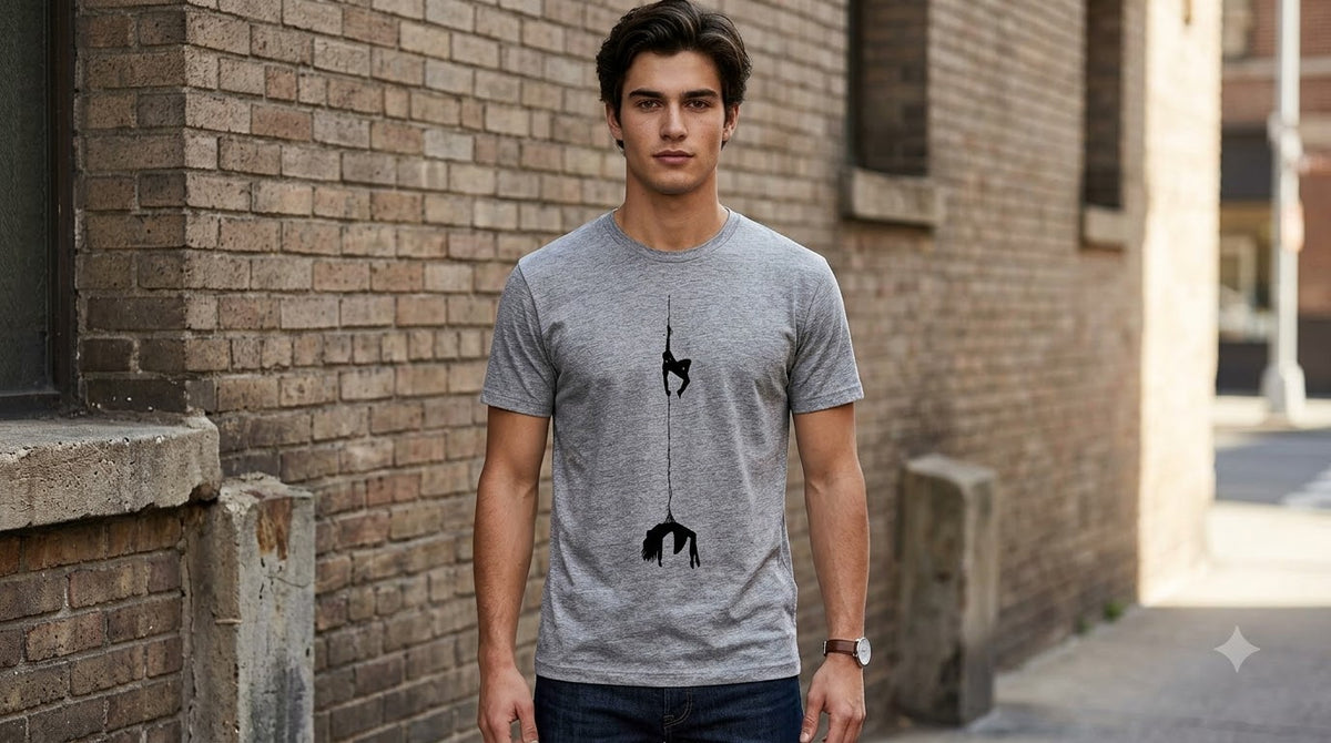 Hanging Silhouette Graphic Print Unisex Cotton Tee by AuraReiment