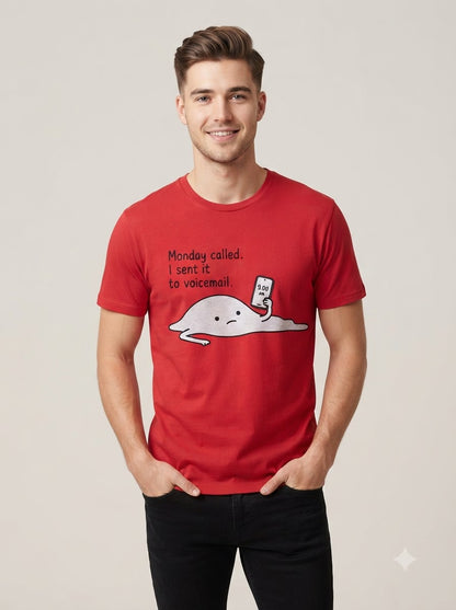 "Monday Called, Sent to Voicemail" Basic Graphic Tee by AuraReiment