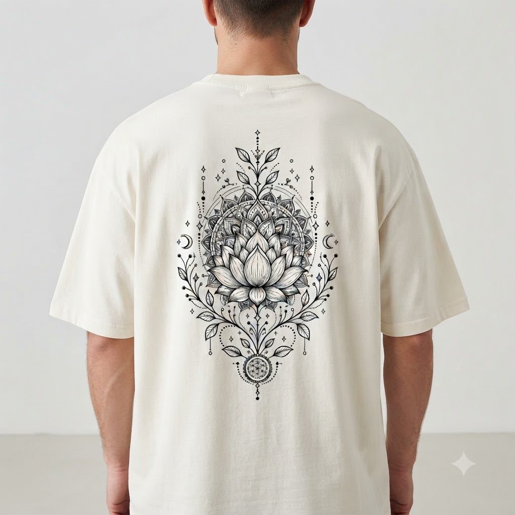 "Lotus Compass" Mindful Oversized Graphic Tee