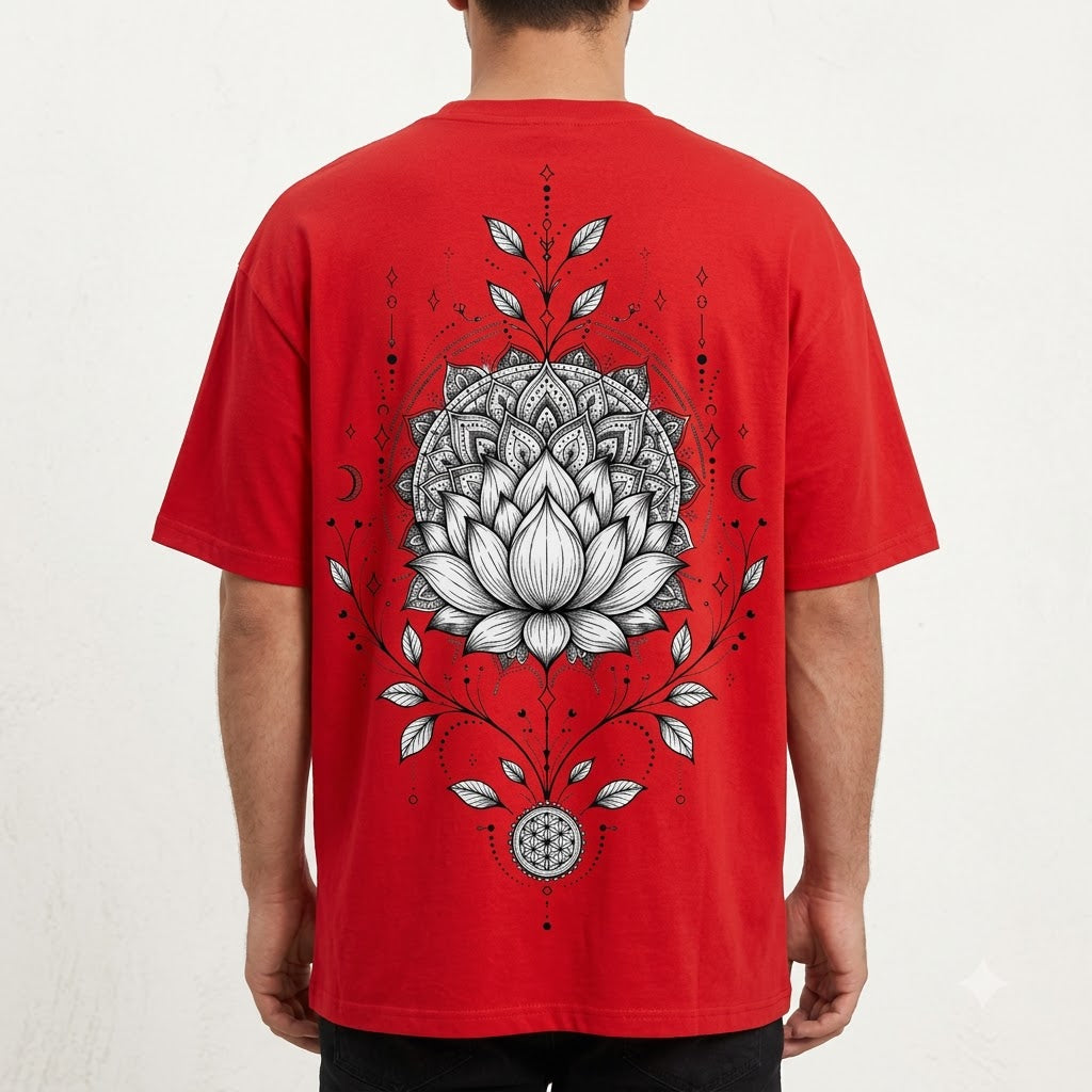 "Lotus Compass" Mindful Oversized Graphic Tee
