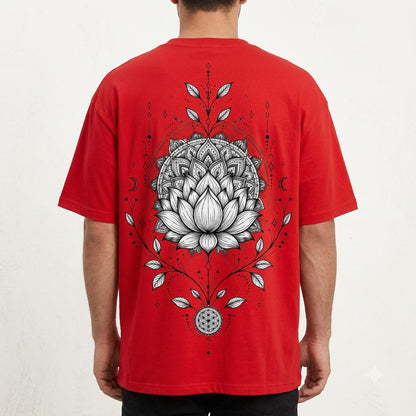 "Lotus Compass" Mindful Oversized Graphic Tee by AuraReiment