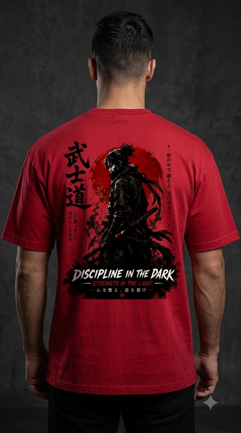 "Discipline in the Dark" Samurai Anime Oversized Tee