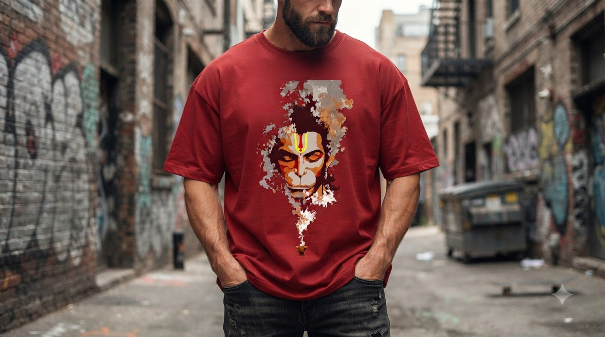 "Bajrangbali" Hanuman Graphic Oversized Tee by AuraReiment