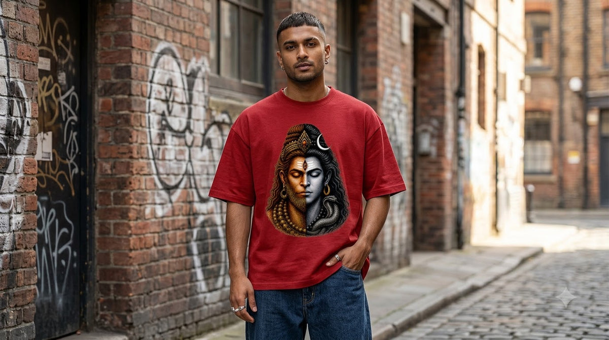 "Cosmic Balance" Shiva Graphic Oversize Tee by AuraReiment