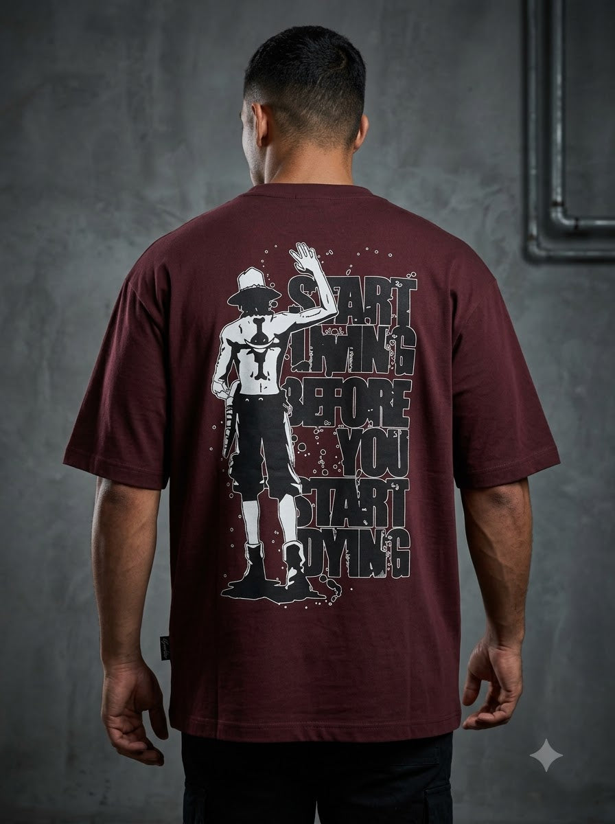 "Start Living" Anime Graphic Heavyweight Tee by AuraReiment