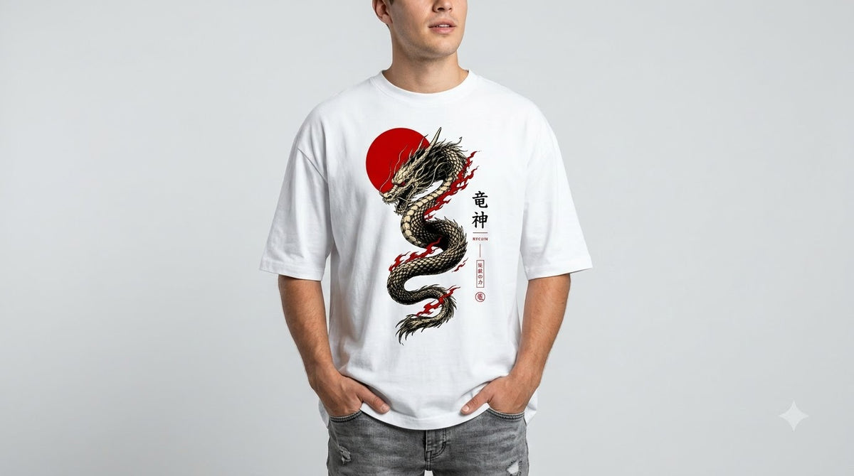 Dragon Graphic Heavyweight Streetwear Oversized Tee by AuraReiment