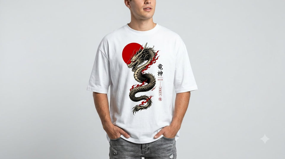 Dragon Graphic Heavyweight Streetwear Oversized Tee