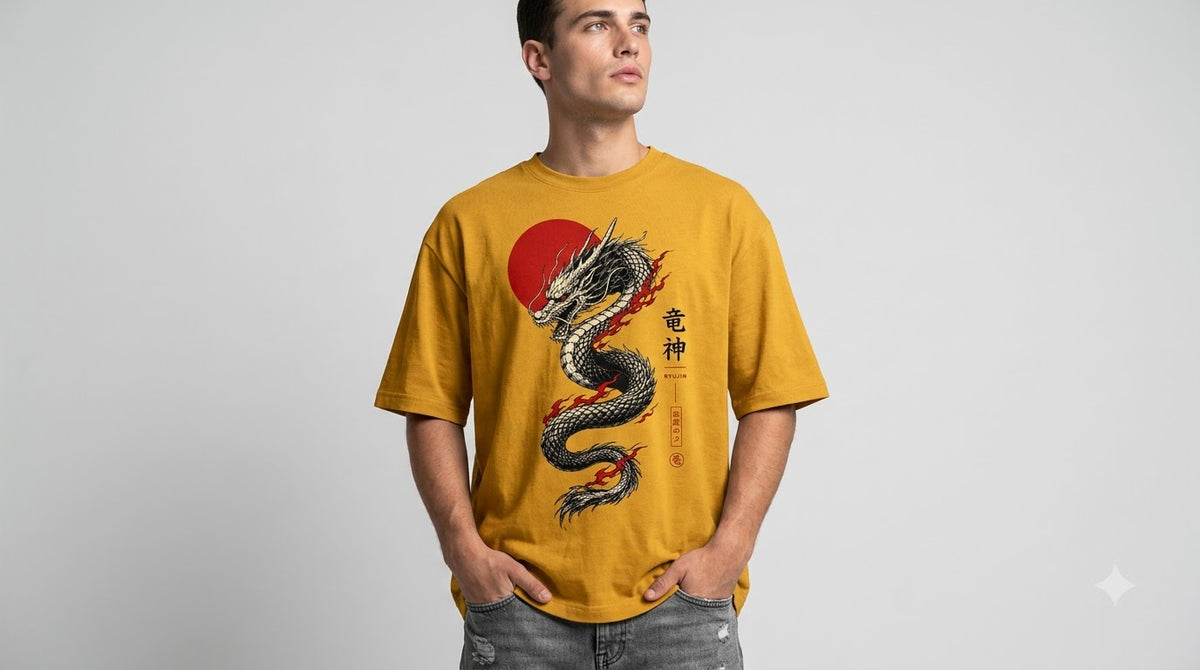 Dragon Graphic Heavyweight Streetwear Oversized Tee by AuraReiment