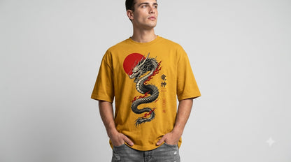 Dragon Graphic Heavyweight Streetwear Oversized Tee by AuraReiment
