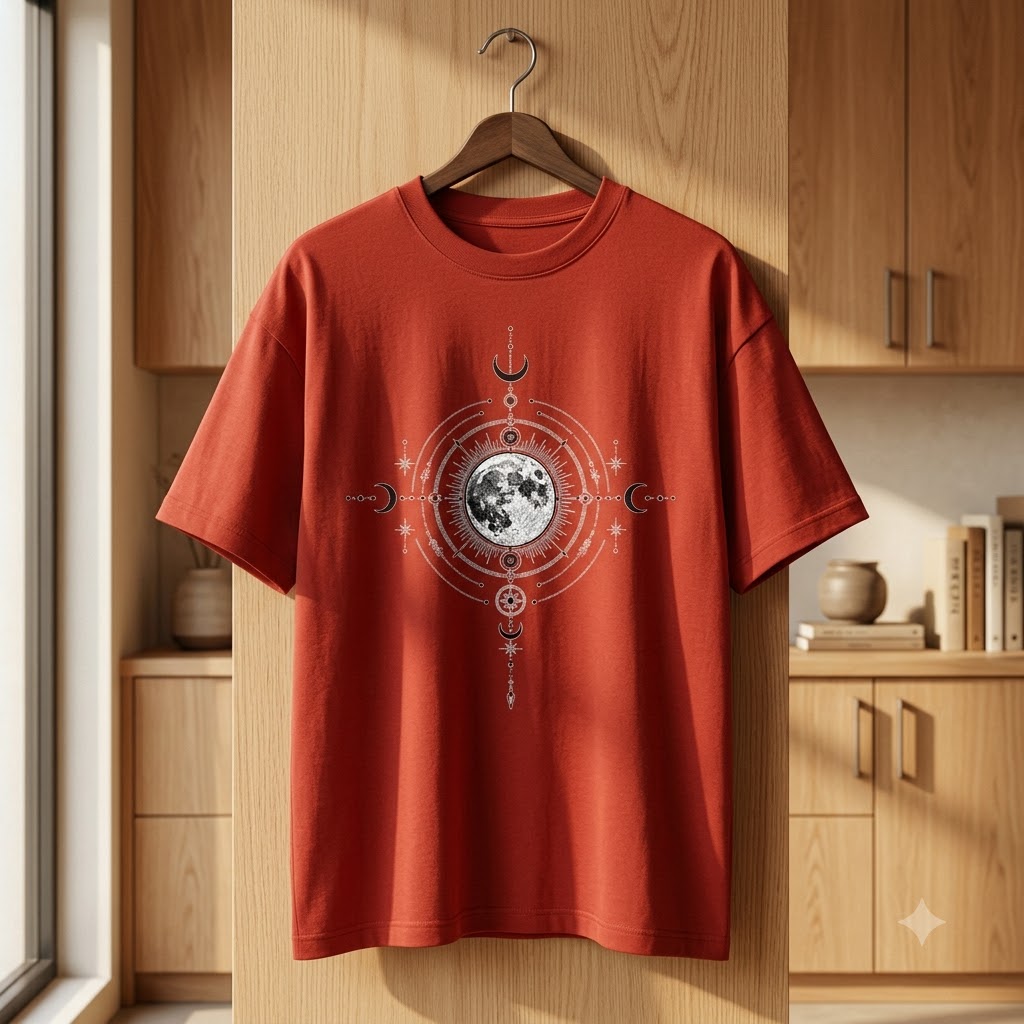 Celestial Moon Mandala Oversized Tee by AuraReiment