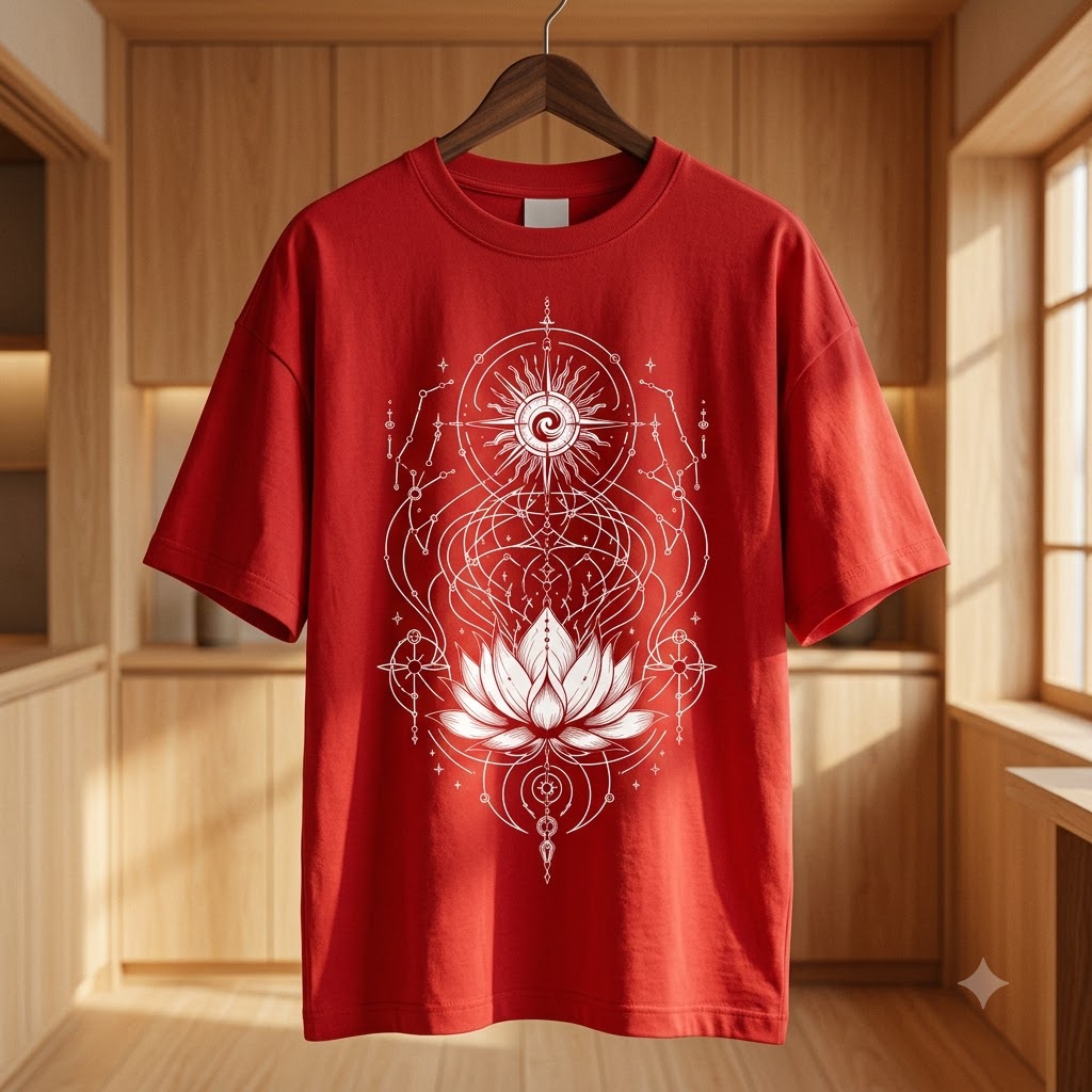 Sacred Geometry Lotus Oversized Heavyweight Tee