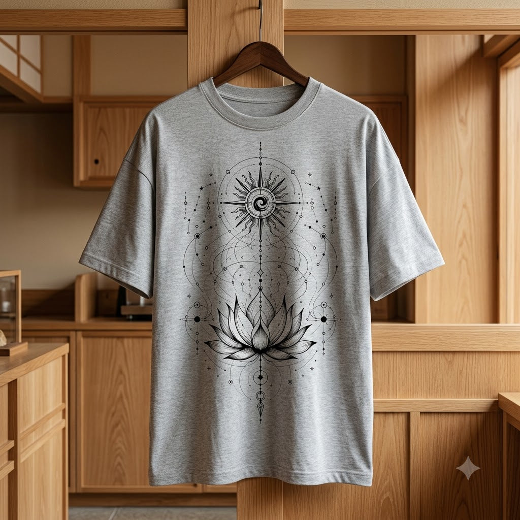 Sacred Geometry Lotus Oversized Heavyweight Tee