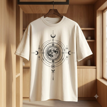 Celestial Moon Mandala Oversized Tee by AuraReiment