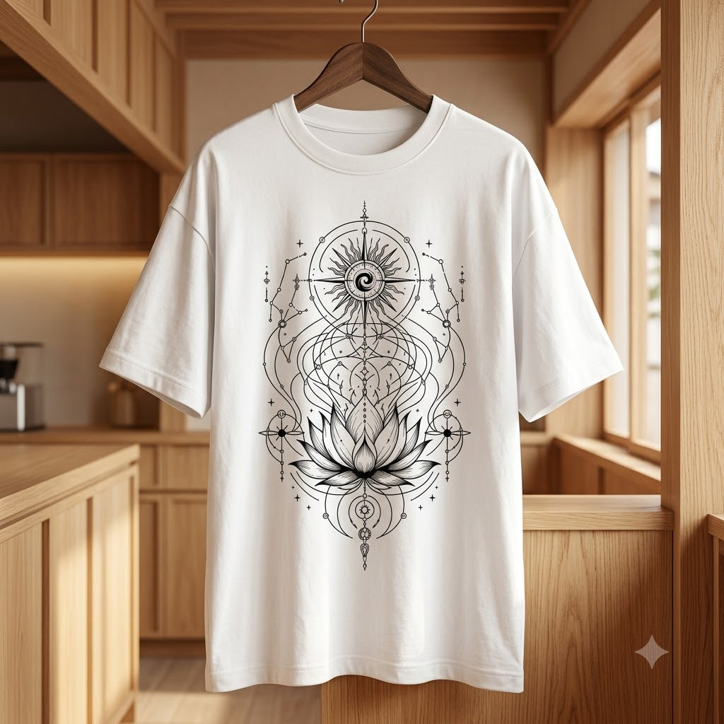 Sacred Geometry Lotus Oversized Heavyweight Tee