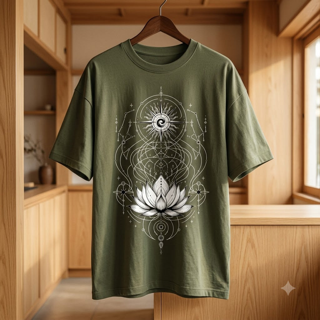 Sacred Geometry Lotus Oversized Heavyweight Tee