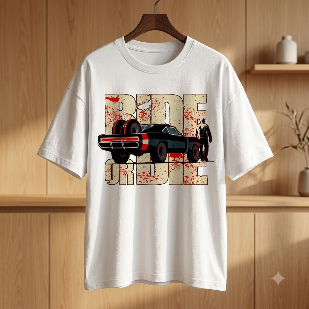 "Ride or Die" Street Culture Oversized Graphic Tee by AuraReiment