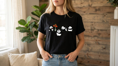 Playful Panda Trio Graphic Tee by AuraReiment