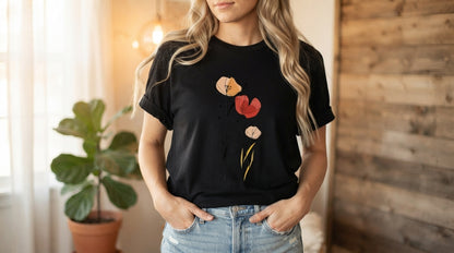Minimal Poppy Botanical Graphic Tee by AuraReiment