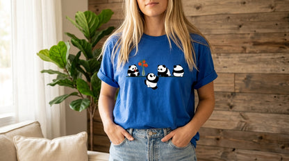 Playful Panda Trio Graphic Tee by AuraReiment