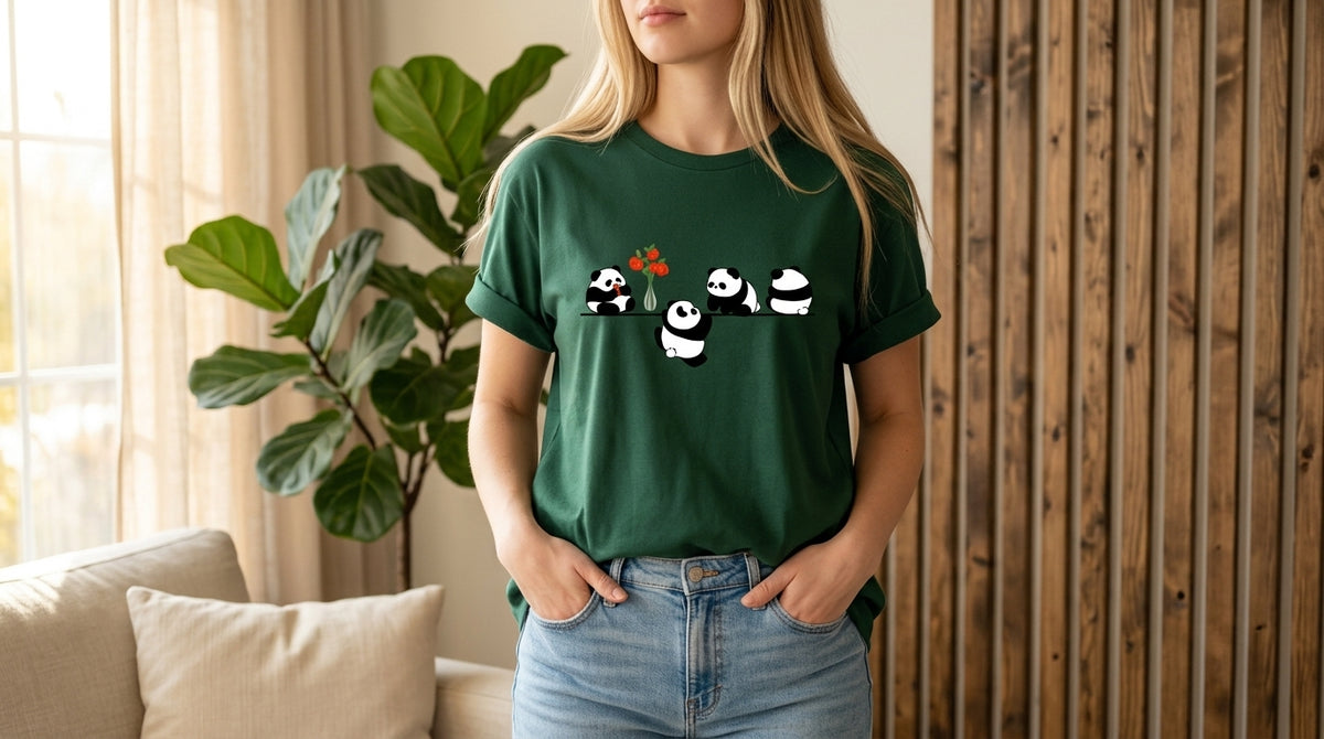 Playful Panda Trio Graphic Tee by AuraReiment